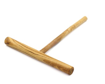 Olive wood T-shaped rounded edge crepe / pancake batter spreader | Handmade olivewood crepe dowel spreader | Tortilla rake batter spreading