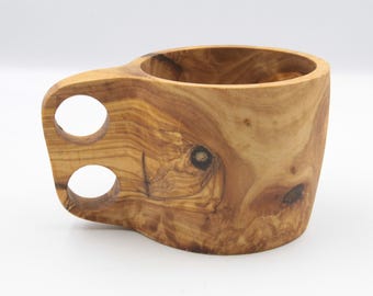 Olive wood handmade Kuksa | Olivewood coffee & whiskey cup | Hand carved traditional Scandinavian mug | Wooden camper kit | Groomsmen gift