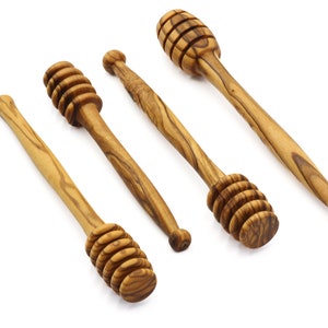 Olijfhouten honingdipper | Handgemaakte honingstick | Olijfhouten honingstokje | Biologische honingmotregen van hardhout | Houten mini honing- en theeroerder