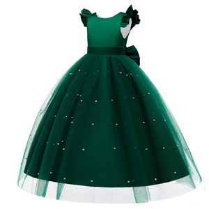 Emerald green dress, Christmas dress, Baby Girl Dress Emerald Green dress, Sparkle emerald high low dress, emerald green flower girl dress