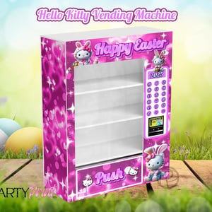 Pink Kitty-automaatsjabloon bewerkbare Photoshop-sjabloon