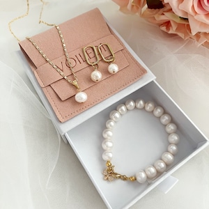 Natural Freshwater Pearl Set, 18k Gold Filled Pearl Set For Woman, Dainty Real Pearl Set, Beaded Pearl Jewelry For Wedding, Bridesmaid Gift