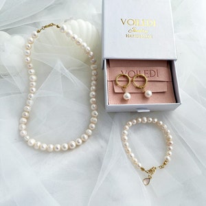 18k Gold Filled Natural Freshwater Pearl Set, Dainty Real Pearl Bridal Set, Pearl Jewelry, Wedding Gift, Bridesmaid Gift, Gift For Her