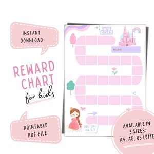 Reward chart for Kids Sticker Chart Princess Reward Chart for Girl Printable Reward Chart Printable Behavior Chart Homeschool Chart for Kids