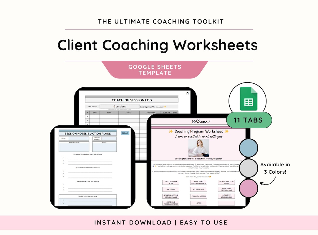 Coaching Session Worksheets| Google Sheets Coaching Toolkit| Coaching ...