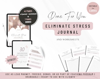 Done for You Stress Journal Brandable Coaching Tools for Life Coach| Stress Healing Journal Prompt, Stress Management| Lead Magnet Workbook