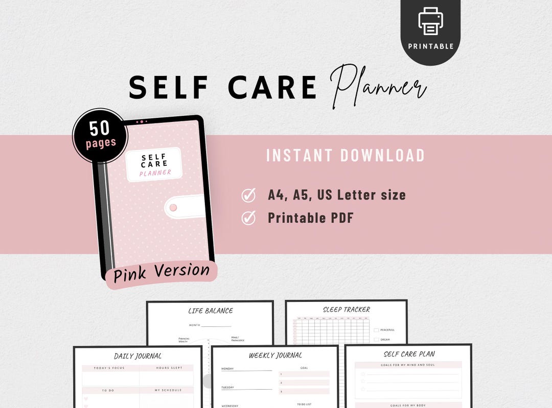 Self Care Planner | Printable Mental Health Journal for Self Love ...