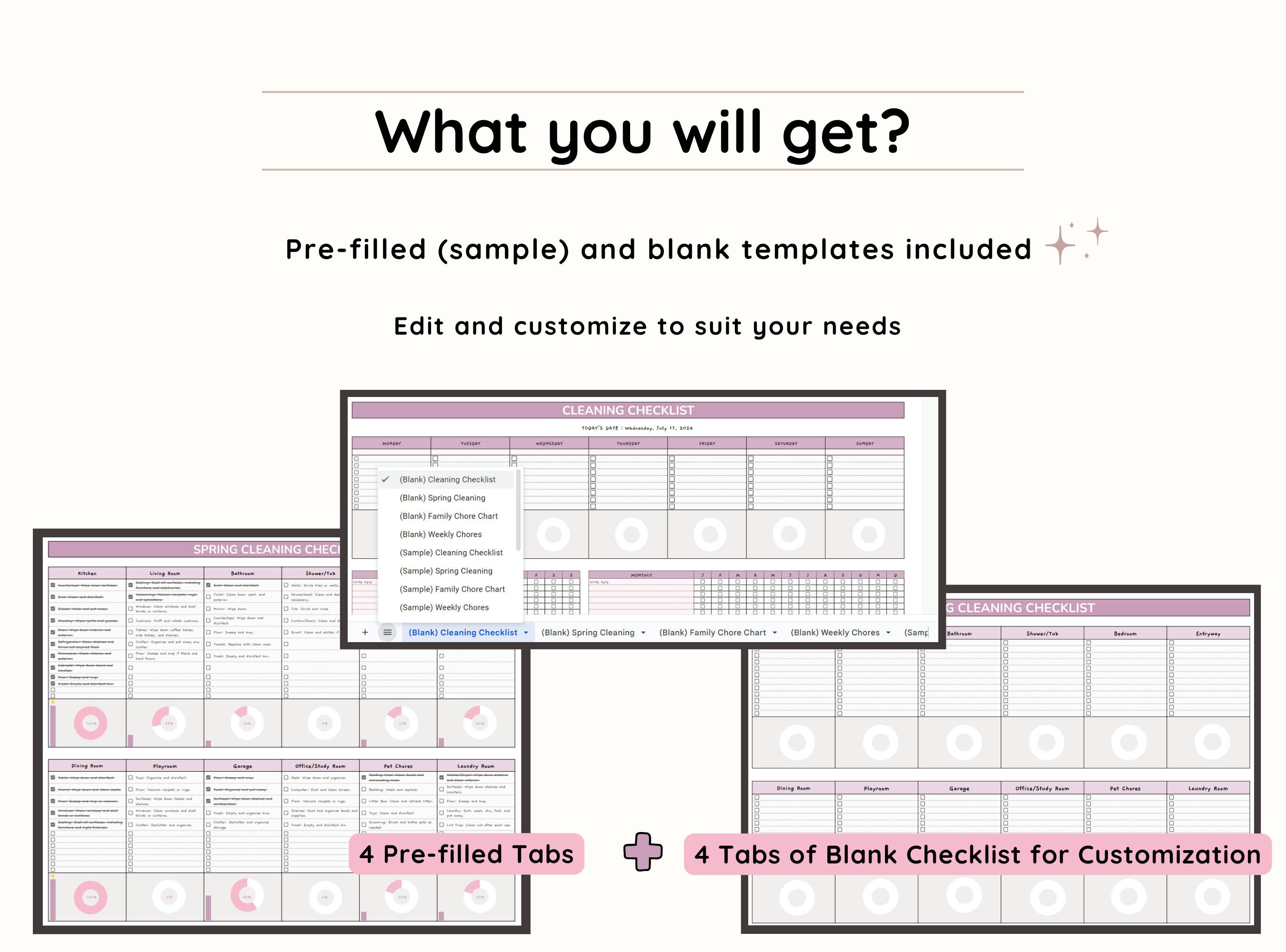 Cleaning Checklist Spreadsheet Cleaning Planner Google Sheets Template ...