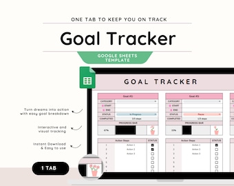 Tor-Planer| Ziel-Tracker Tabelle | Google Sheets Vorlage | Planer für Ziele | Produktionsplaner