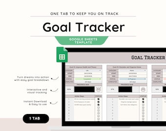 Ziel-Tracker Tabelle | Tor-Planer | Google Sheets Vorlage | Planer für Ziele | Produktionsplaner