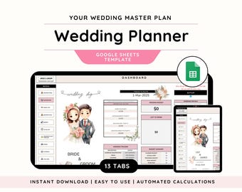Wedding Planner Spreadsheet, Wedding Budget, Wedding Tracker Google Sheets, Wedding Binder, Guest List Tracker, Wedding Spreadsheet