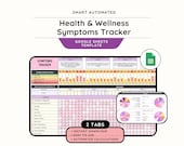 Symptom Tracker Spreadsheet, Wellness Tracker Google Sheets, Symptom Log, Pain Tracker, Mental Health Journal, Medical Tracker Template