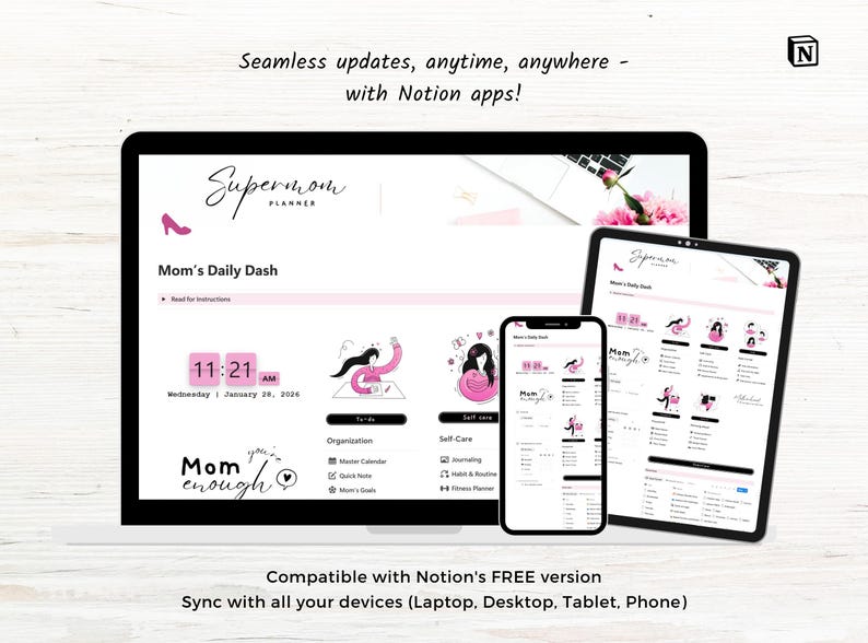 Mom Planner Notion Template, Notion Planner Mom, Busy Mom Household Planner, Mom Life Digital Planner, Family Organizer, Notion Dashboard image 9