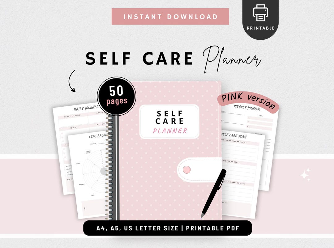 Self Care Planner Printable Journal Mental Health Planner Self-care ...