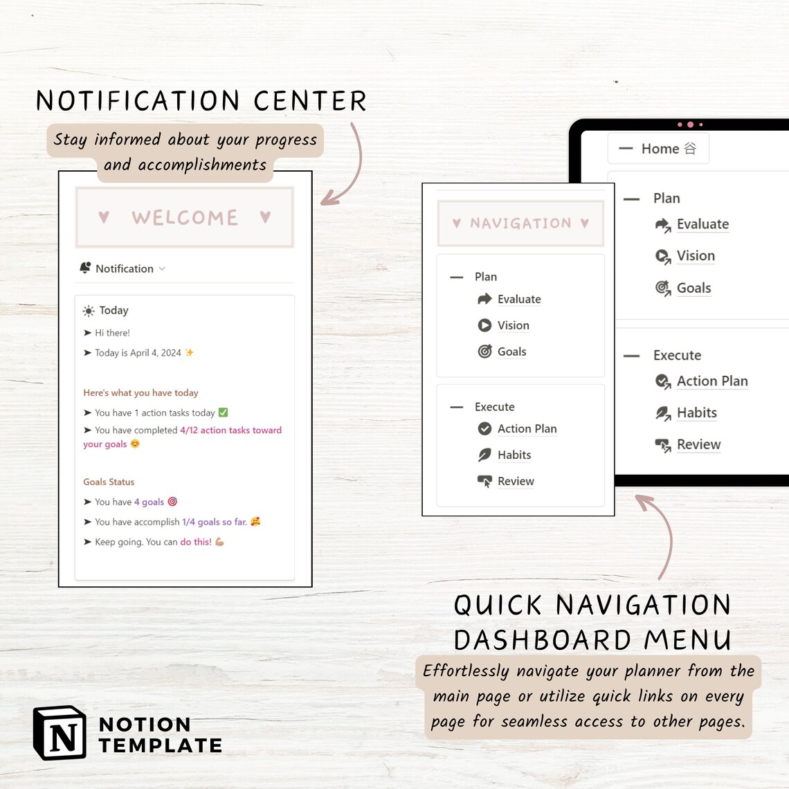 Notion Template 12 Week Year Planner, Goal Planner Notion Dashboard ...