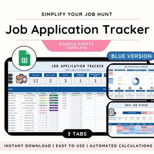 Job Application Tracker Spreadsheet | Job Tracker Google Sheet | Job Offers Google Sheets Template | Job Spreadsheet | Job Hunting Tracker