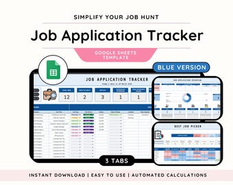 Job Application Tracker Spreadsheet | Job Tracker Google Sheet | Job Offers Google Sheets Template | Job Spreadsheet | Job Hunting Tracker