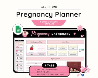 Pregnancy Planner Google Sheets, Pregnancy Journal Spreadsheet, Baby Planner, Newborn Checklist, First Time Mom Organizer, Maternity Planner
