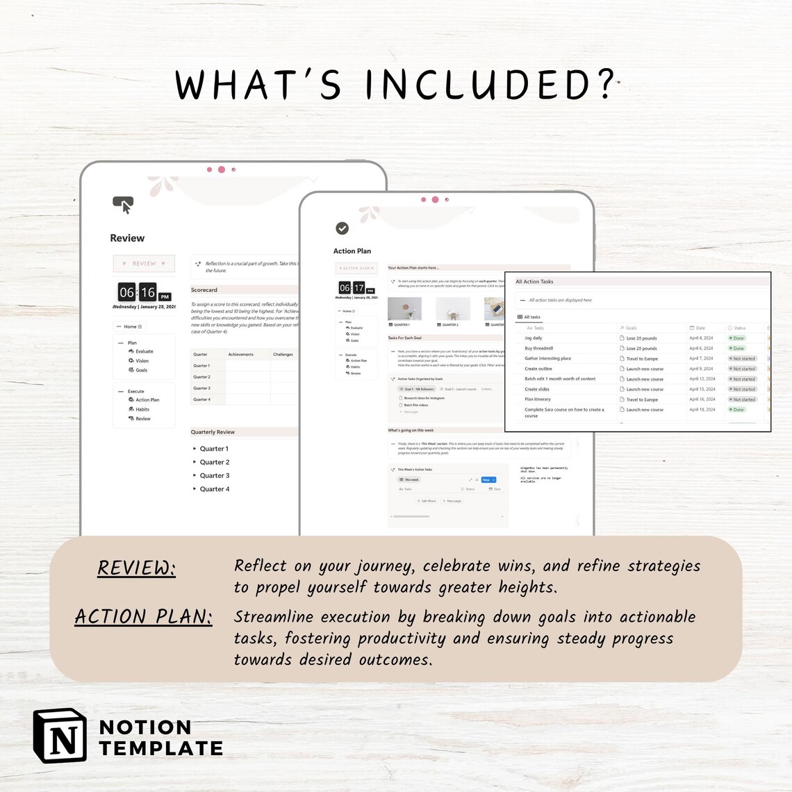 Notion Template 12 Week Year Planner, Goal Planner Notion Dashboard ...