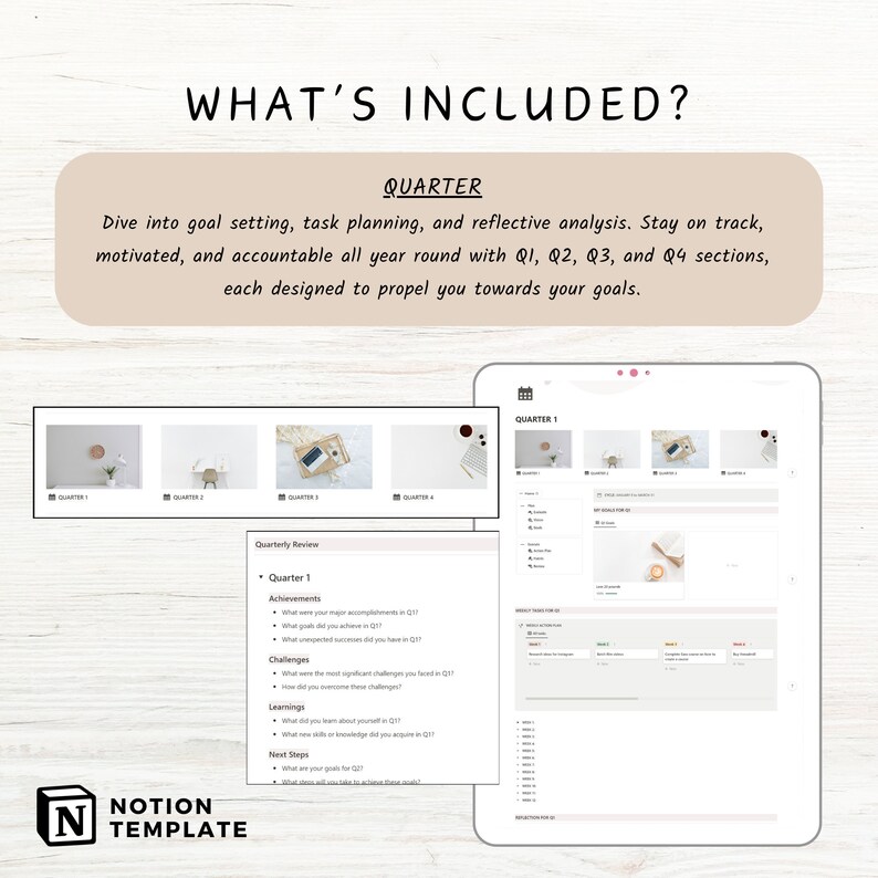 Notion Template 12 Week Year Planner, Goal Planner Notion Dashboard ...