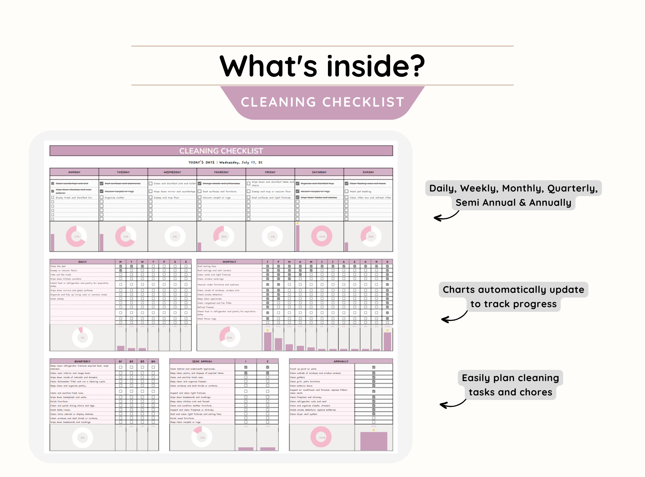 Cleaning Checklist Spreadsheet Cleaning Planner Google Sheets Template ...