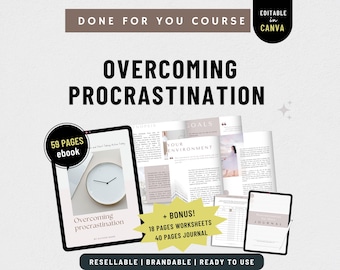 Brandable Coaching ebook Done For You PLR Coaching Content Life Coach Toolkit Coaching Resources ADHD Workbook Done for You Procrastination