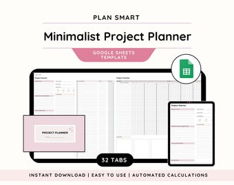 Project Planner Google Sheet Template| Project Management Tool| To-Do List| Project Tracker| Task Tracker Spreadsheet Template for Business
