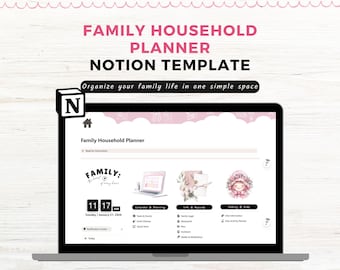 Notion Template Family Household Planner| Home Management Notion Planner| Family Planner Notion Dashboard| Home Organizer| Meal Planner