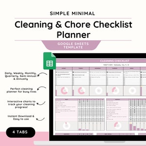 Schoonmaakchecklist Spreadsheet Schoonmaakplanner Google Spreadsheets-sjabloon Schoonmaakschema Wekelijks, maandelijks, jaarlijks Huishoudelijk karwei
