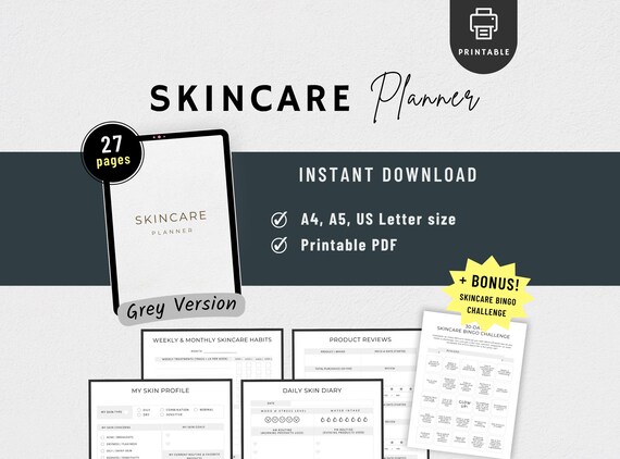 Skincare Planner Printable, Skincare Tracker, Skincare Routine, Self Care Beauty Planner, Skincare Journal, Self Love Printable Planner