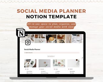 Social Media Planner Notion Template| Content Organizer for Creators, Influencers, Small Business| Content Planner