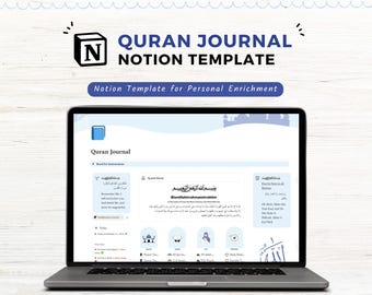 Quran Journal Notion Template, Prayer Tracker, Muslim Journal, Notion Quran Tracker, Quran Planner, Digital Planner Islamic Planner