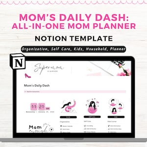 Mom Planner Notion Template, Notion Planner Mom, Busy Mom Household Planner, Mom Life Digital Planner, Family Organizer, Notion Dashboard image 1
