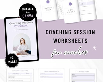 Coaching Session Worksheets Coaching Worksheet Canva Templates for Coach Toolkit Client Session Coaching Tools purple version