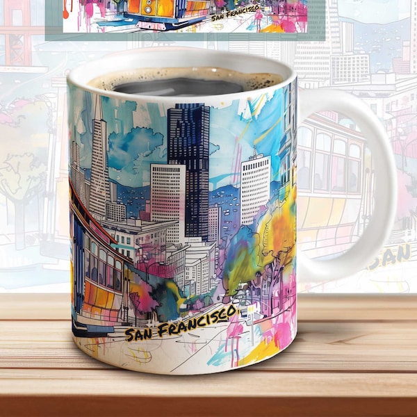 San Francisco Mug Design – Sublimation Print Template – America Travel Souvenir Gift | Download File | Coffee Mug Sublimation File