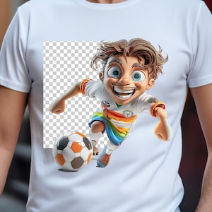 Sublimation Druckvorlage | Fußball Motiv | Download-Datei | Fußballspieler Clipart | PNG für T-Shirt, Tasse, Karte | Ballsport Geschenkidee