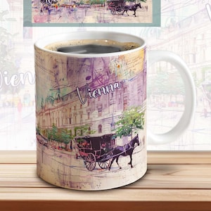 Plantilla de Sublimación de Taza Viena – Plantilla para Imprimir Ciudades | Descargar archivo PNG | Archivo de sublimación de taza de café | Sobre de tazas