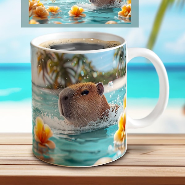 Capybara Sublimation Druckvorlage | Humorvoller Spruch und Wasserschwein-Motiv | PNG Sublimationsdesign Tassen Download Datei | Cappy Day