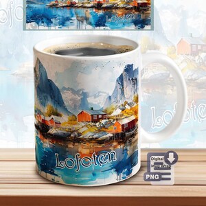 Lofoten Mug Sublimation Template | Norway Design 11.15 oz | PNG Download File | Coffee Mug Sublimation File | Mug Cover