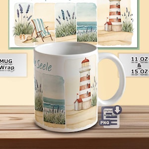 Sublimation Mug Design – Sea for the Soul – Beach Theme for 11oz & 15oz Mugs — Download File