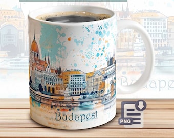 Budapest Mug Sublimation Template – City Print Template | PNG Download File | Coffee Mug Sublimation File | Mug Cover