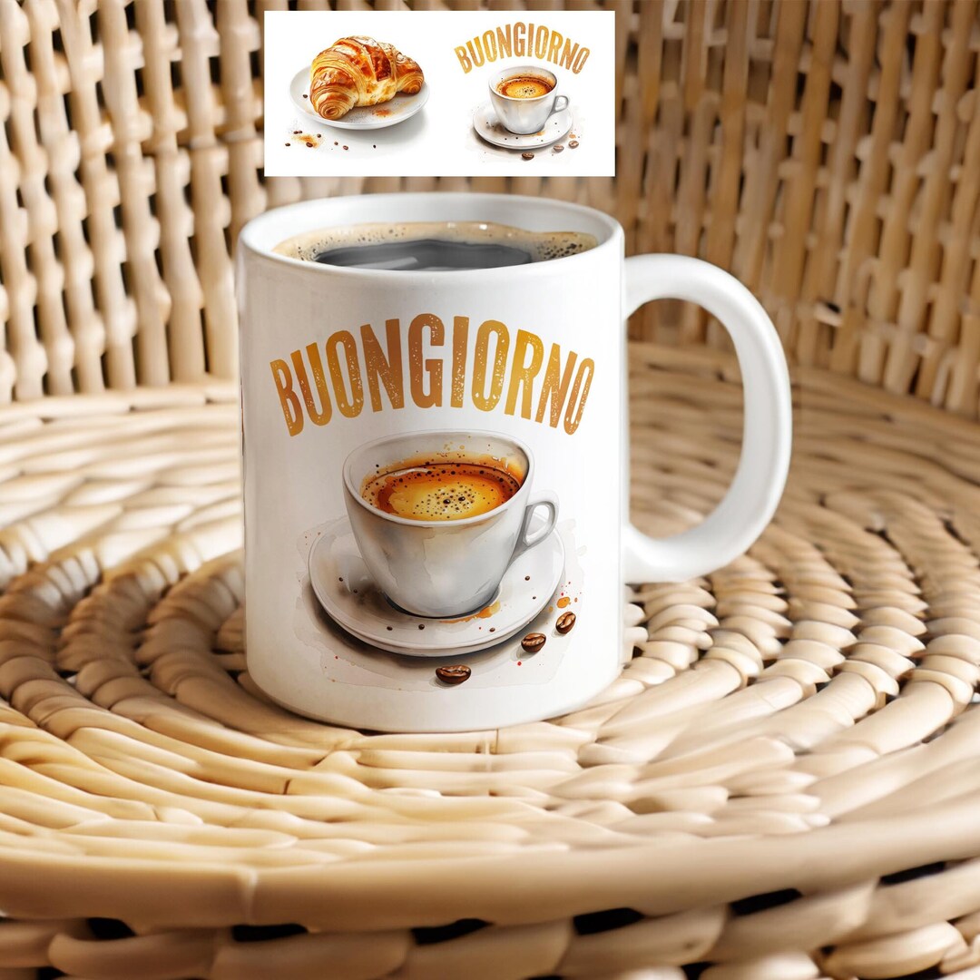 Buongiorno Tassen Sublimation Design Druckvorlage Espresso und