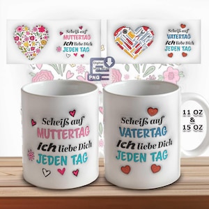 Screw Mother's Day & Father's Day – Mug Sublimation Bundle – I Love You Every Day – PNG Print Templates for 11 oz and 15 oz Mugs – Download
