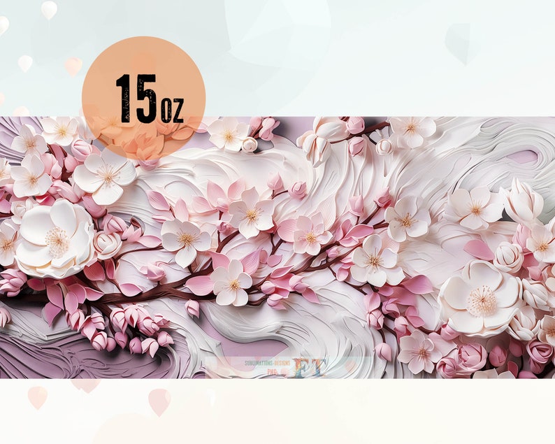3D Kirschblüten Design für 15 Unzen Tassen Sublimation