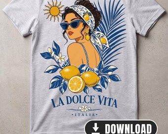 La Dolce Vita Sublimation Design – Italy Summer Lemons Shirt PNG, Amalfi Coast Graphic | Digital Download Clip Art