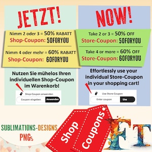 Shop-Coupons bis 60 % Rabatt auf Sublimationsdesign Tassen, Clipart, Tumber und Untersetzer.