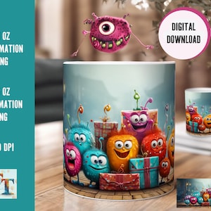 Happy Birthday Sublimation Tassen Design für DIY | Cartoon Style PNG  | 11oz und 15oz Tassen Designs