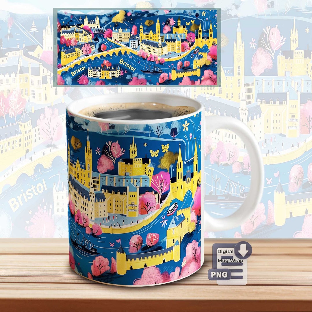 Bristol Map Mug Sublimation Template – Cities Print Template | PNG ...