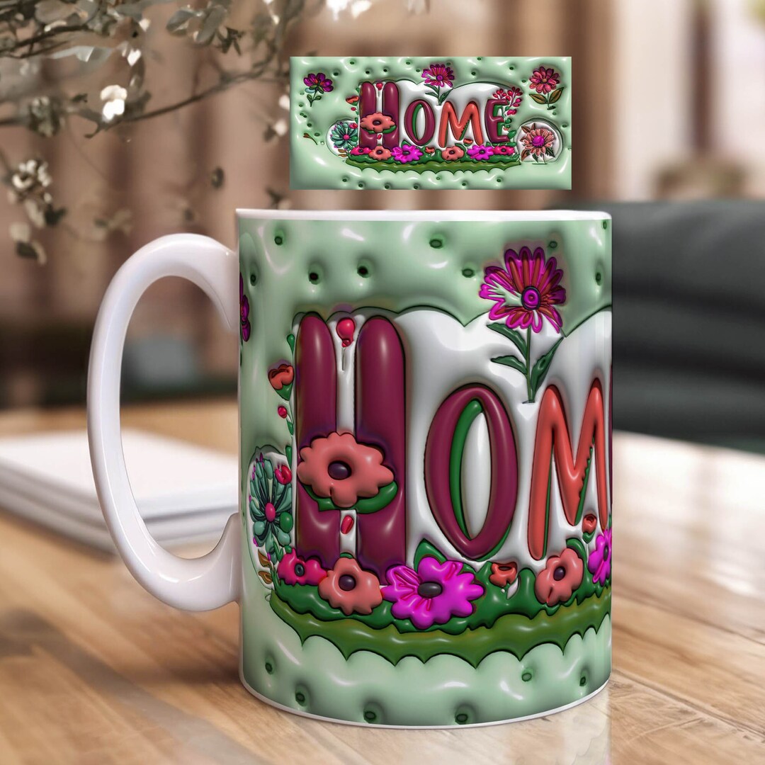 Diseño 3D inflado para el hogar | Diseño de sublimación de tazas 3D ...