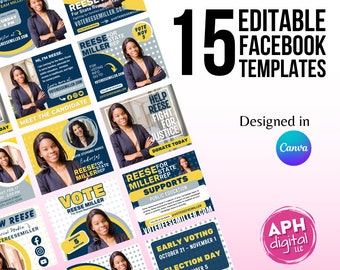 Political Campaign Facebook Templates, Printable Election Design, DIY Canva Election Template, Editable Campaign Social Media Post